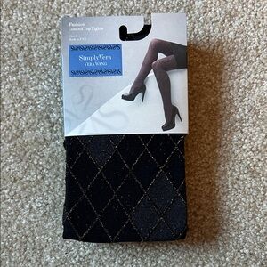 Simply Vera Vera Wang Black Tights with Gold Accents